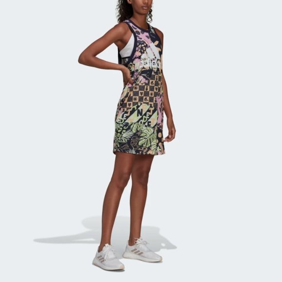 ADIDAS x FARM Womens Print Tank Mini Dress Rio de Janeiro Sleeveless Size M NWT - Picture 3 of 10